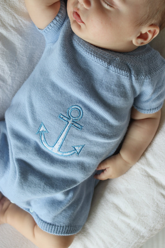 Anchor Romper Dusky Blue