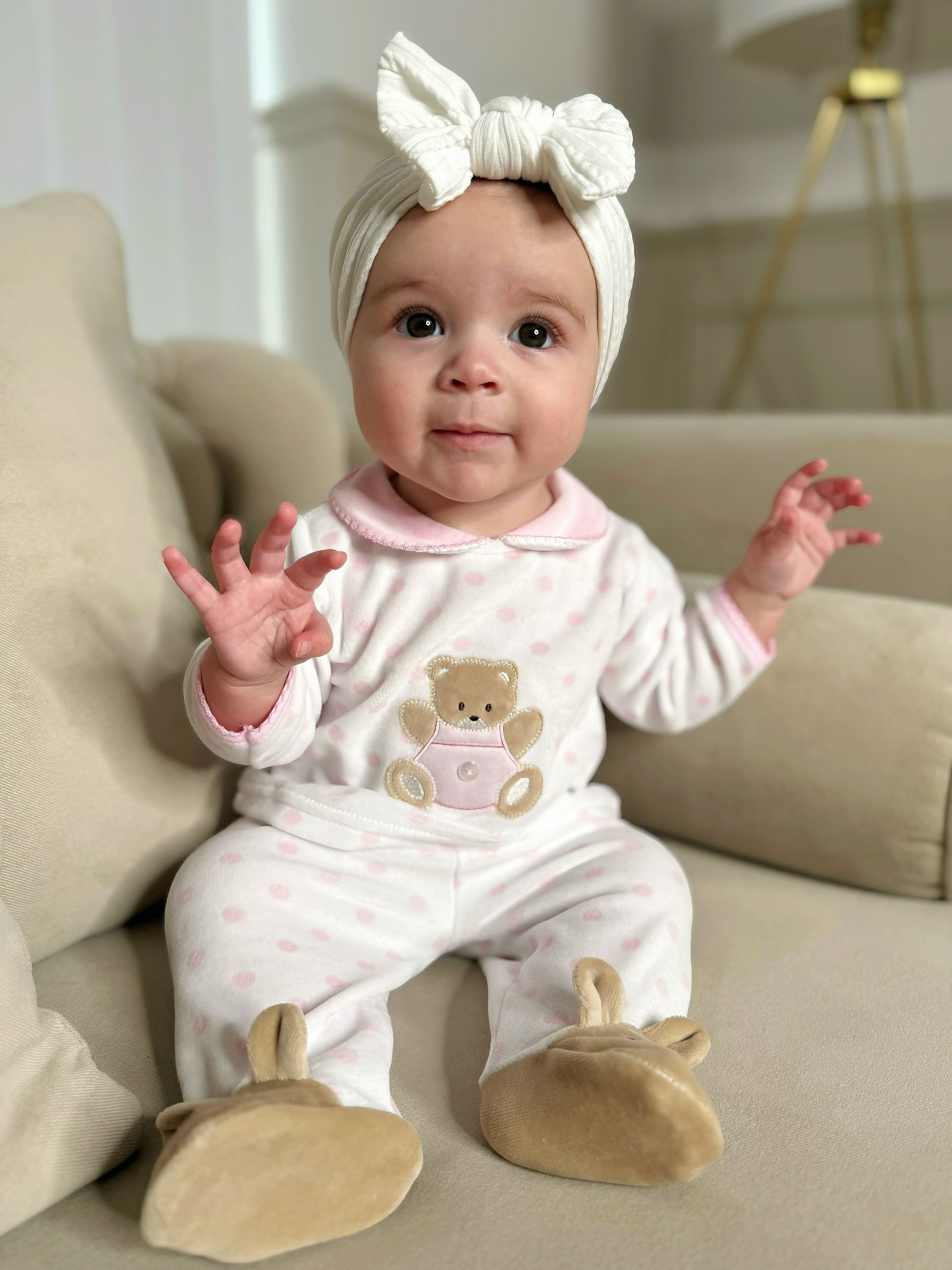 Teddy Spot Pyjamas Pink/White - Daydream Babywear