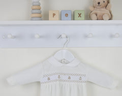 Teddy Smocked Baby Pyjamas Ivory - Daydream Babywear