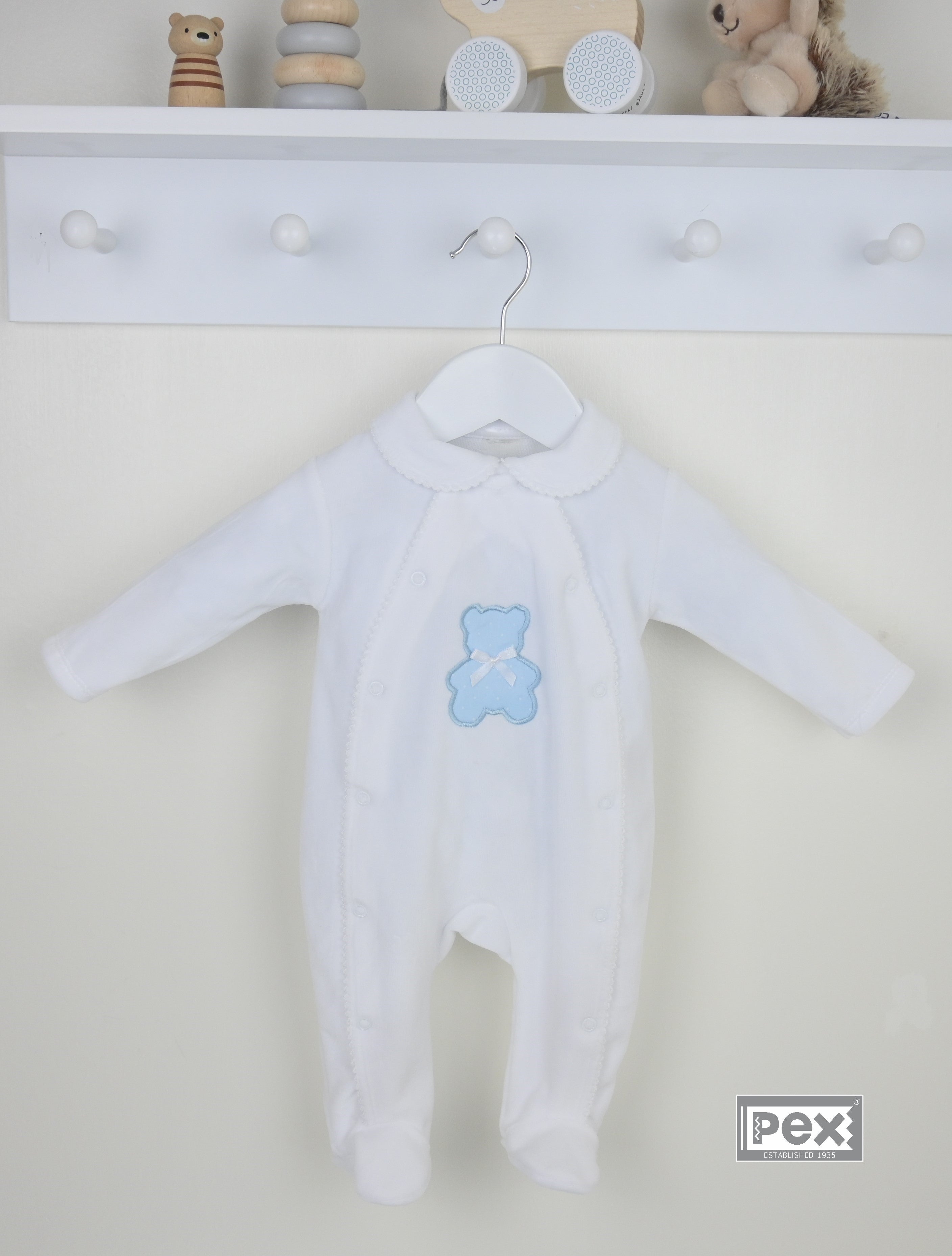 Polka Teddy Baby Sleepsuit Blue - Daydream Babywear