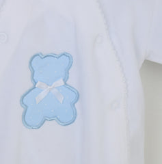 Polka Teddy Baby Sleepsuit Blue - Daydream Babywear