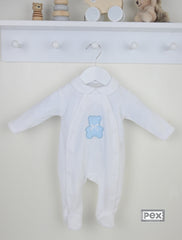 Polka Teddy Baby Sleepsuit Blue - Daydream Babywear