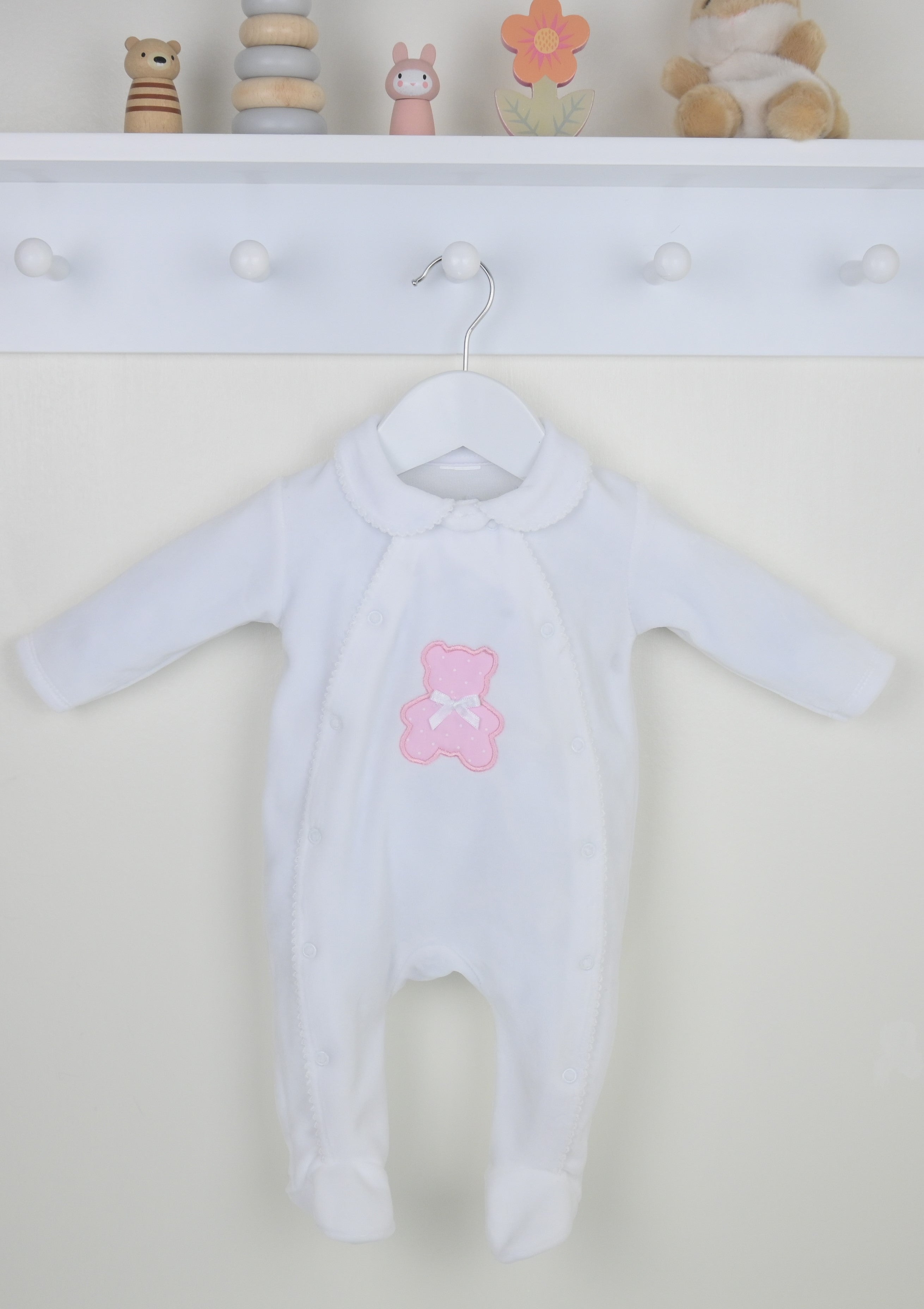 Polka Teddy Baby Sleepsuit Pink - Daydream Babywear