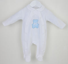 Polka Teddy Baby Sleepsuit Blue - Daydream Babywear