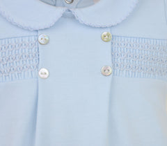 Smocked Cotton Romper Blue - Daydream Babywear