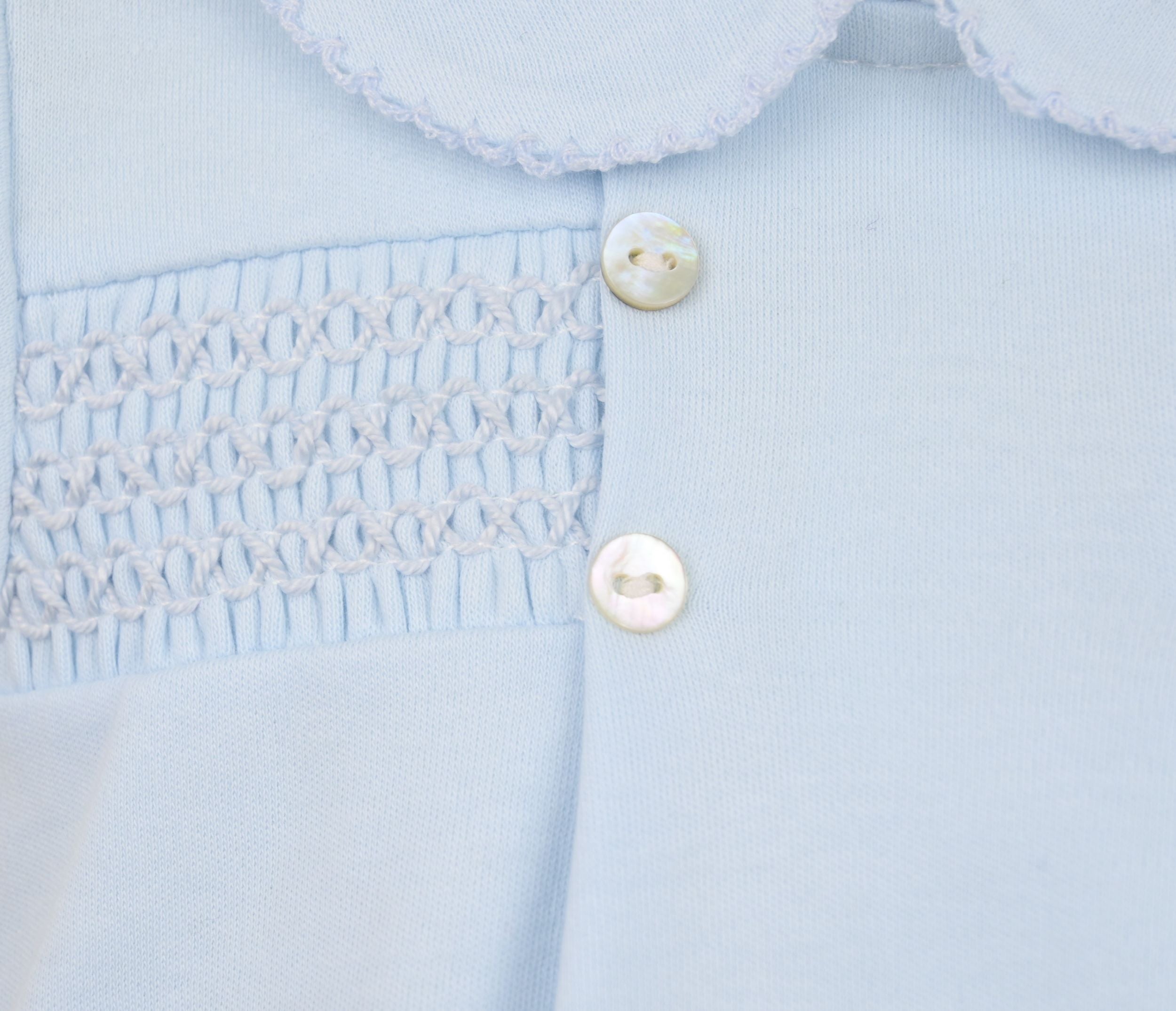 Smocked Cotton Romper Blue - Daydream Babywear