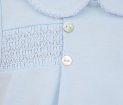 Smocked Cotton Romper Blue - Daydream Babywear