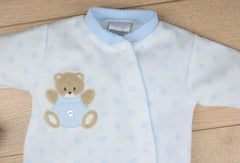 Teddy Spot Sleepsuit Blue/White - Daydream Babywear