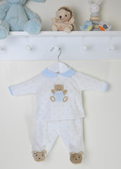Teddy Spot Pyjamas Blue/White - Daydream Babywear