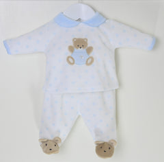 Teddy Spot Pyjamas Blue/White - Daydream Babywear