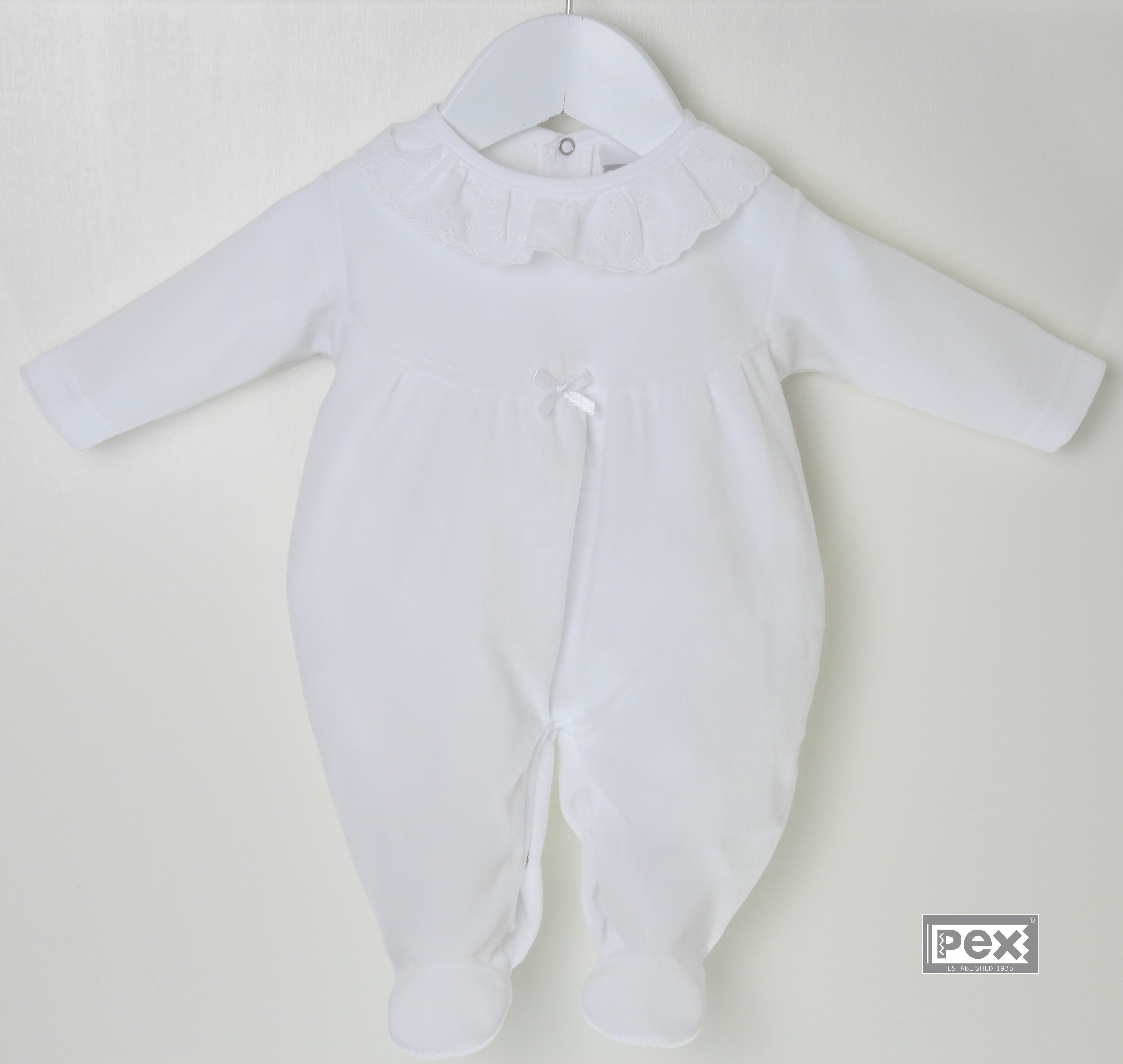 Broderie Lace Collar Sleepsuit White - Main Image