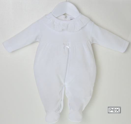 Broderie Lace Collar Sleepsuit White