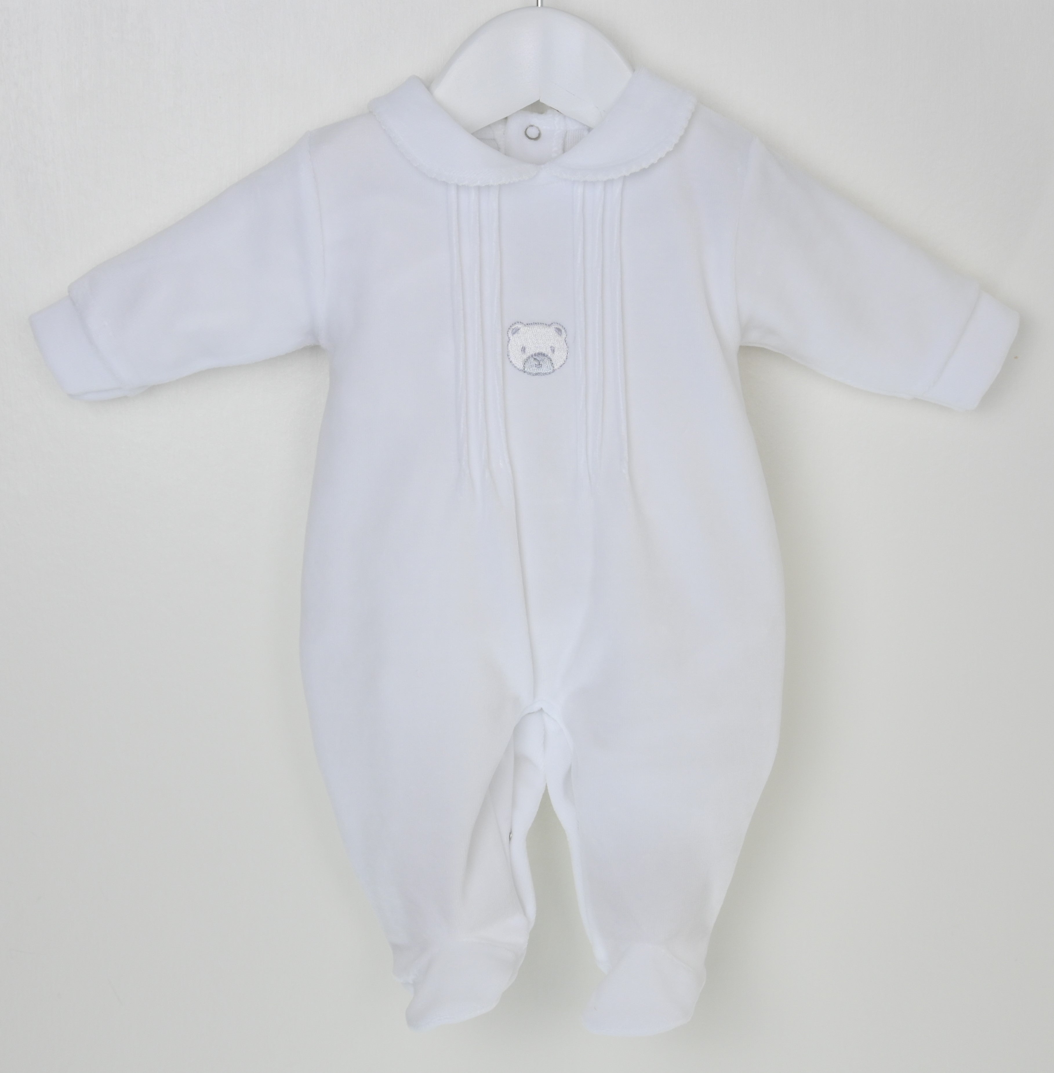 Bear Sleepsuit White - Daydream Babywear