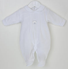 Bear Sleepsuit White - Daydream Babywear