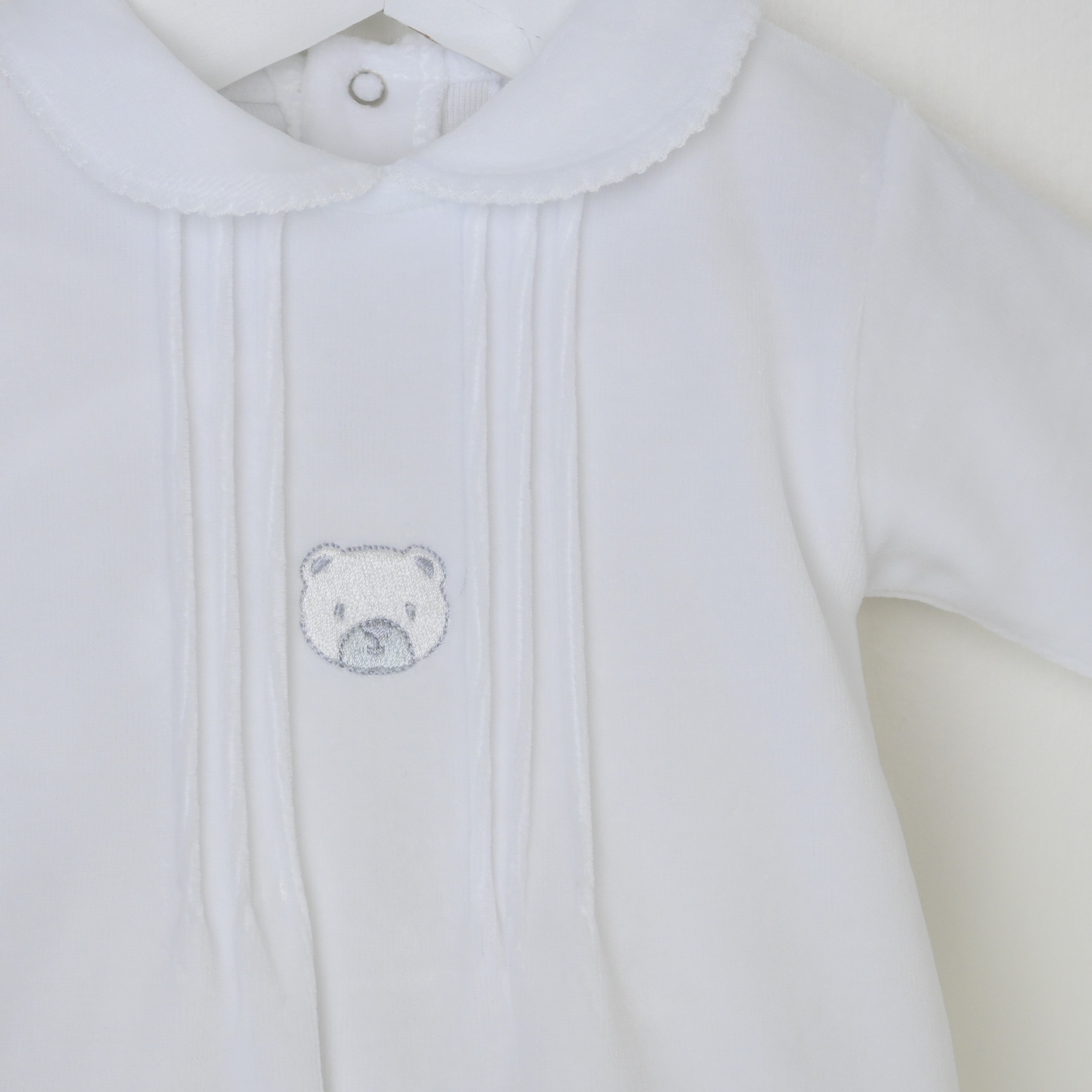 Bear Sleepsuit White - Daydream Babywear