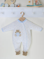 Teddy Spot Sleepsuit Blue/White - Daydream Babywear