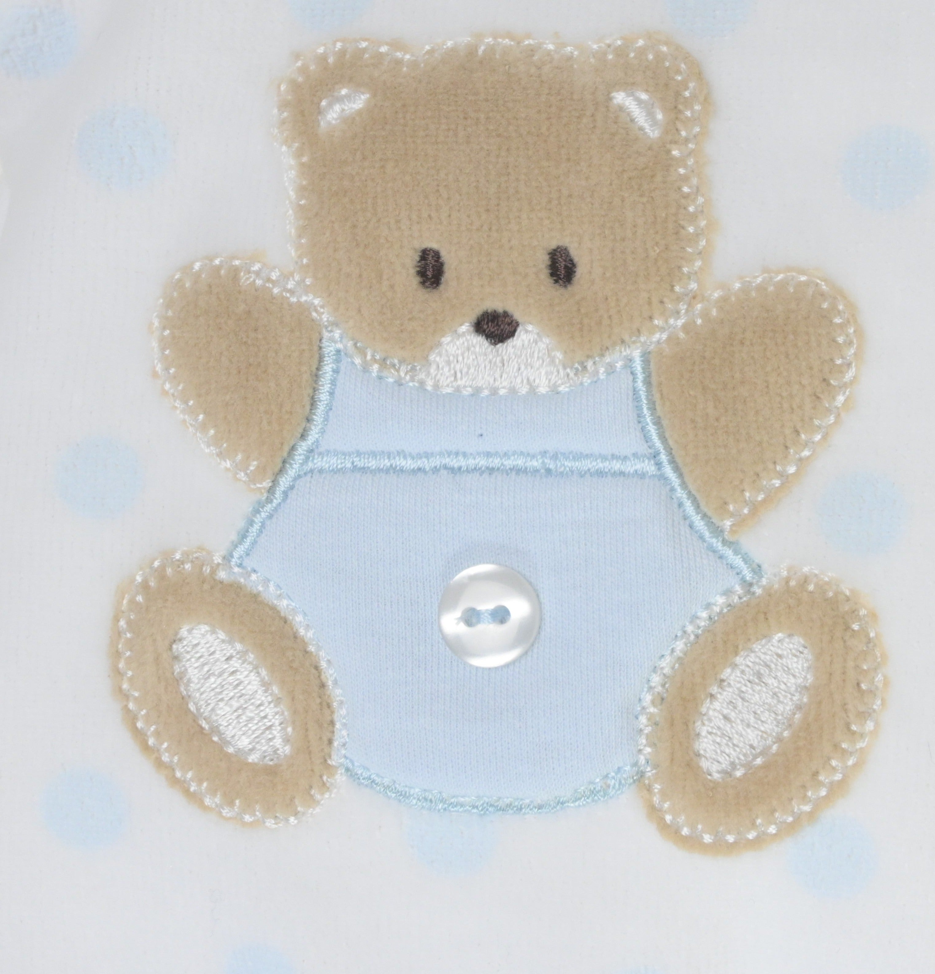 Teddy Spot Sleepsuit Blue/White - Daydream Babywear
