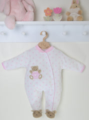 Teddy Spot Sleepsuit Pink/White - Daydream Babywear