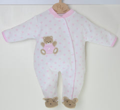 Teddy Spot Sleepsuit Pink/White - Daydream Babywear