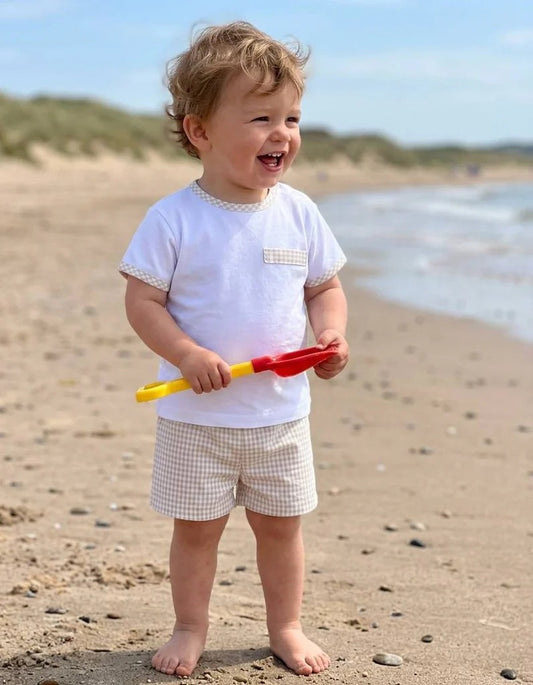 Gingham Shorts Suit Natural
