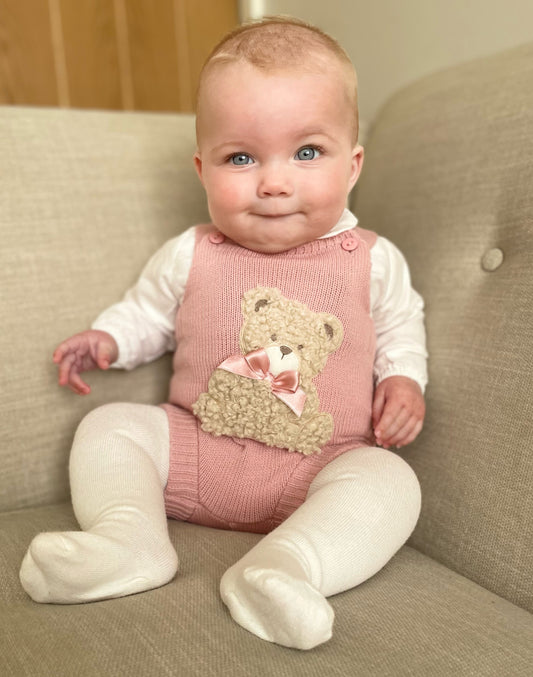 Girls Bear Outfit Dusky Pink
