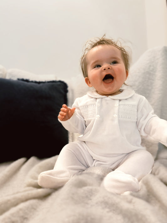 Heirloom Baby Sleepsuit White - Daydream Babywear