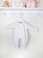 Lace Edged Sleepsuit White - Daydream Babywear
