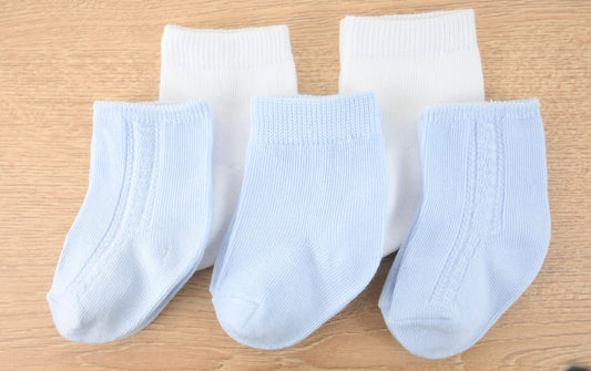 Baby Socks White/Blue 5 Pack