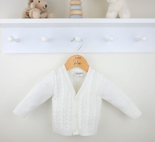 Sawyer Baby Cardigan White