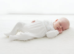 Teddy Smocked Sleepsuit Ivory