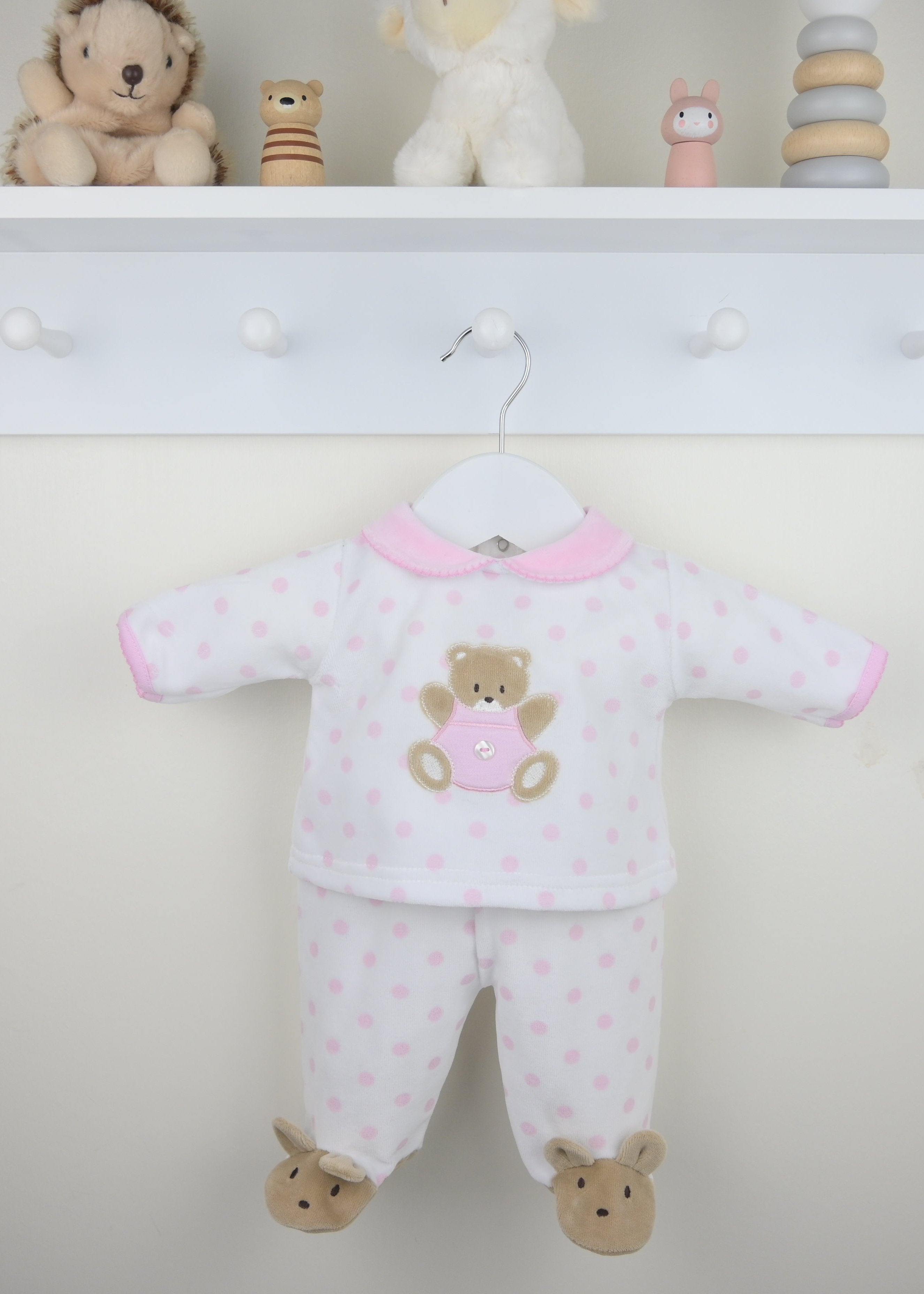 Teddy Spot Pyjamas Pink/White - Daydream Babywear