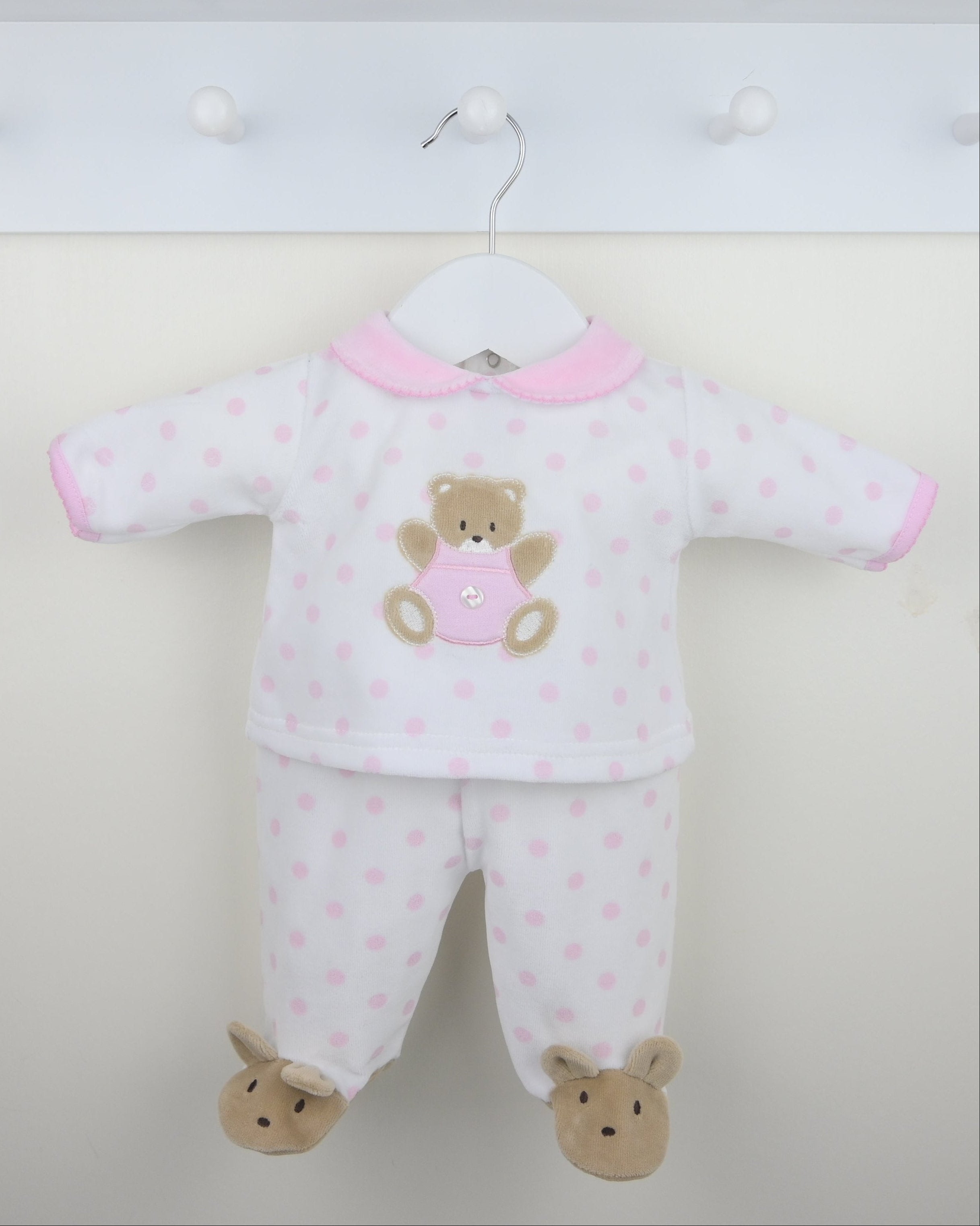 Teddy Spot Pyjamas Pink/White - Daydream Babywear