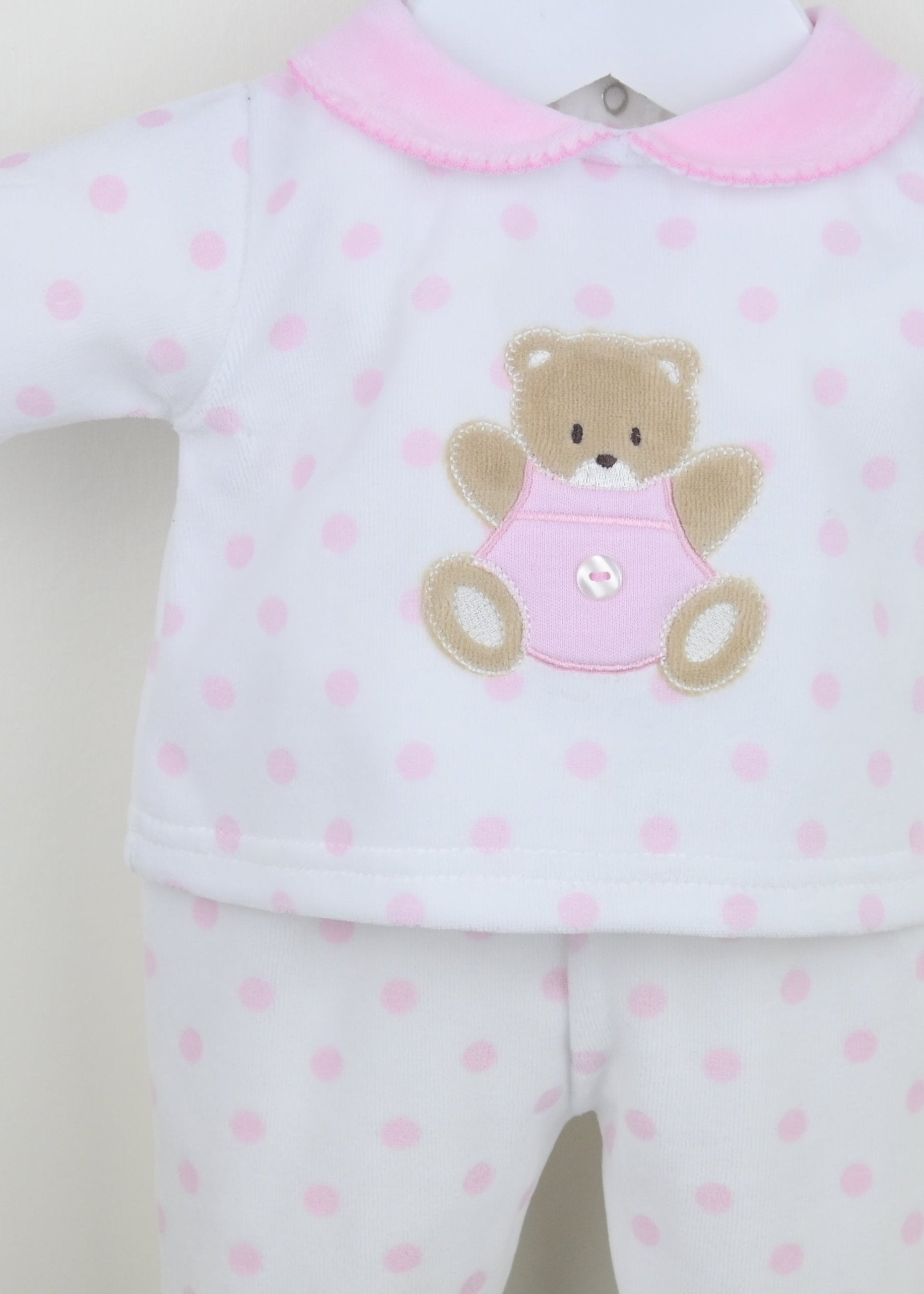 Teddy Spot Pyjamas Pink/White - Daydream Babywear