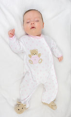 Teddy Spot Sleepsuit Pink/White - Daydream Babywear