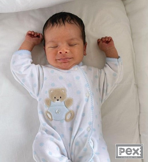 Teddy Spot Sleepsuit Blue/White - Daydream Babywear