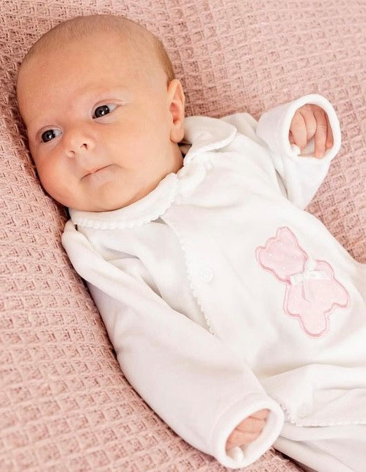 Polka Teddy Baby Sleepsuit Pink - Daydream Babywear