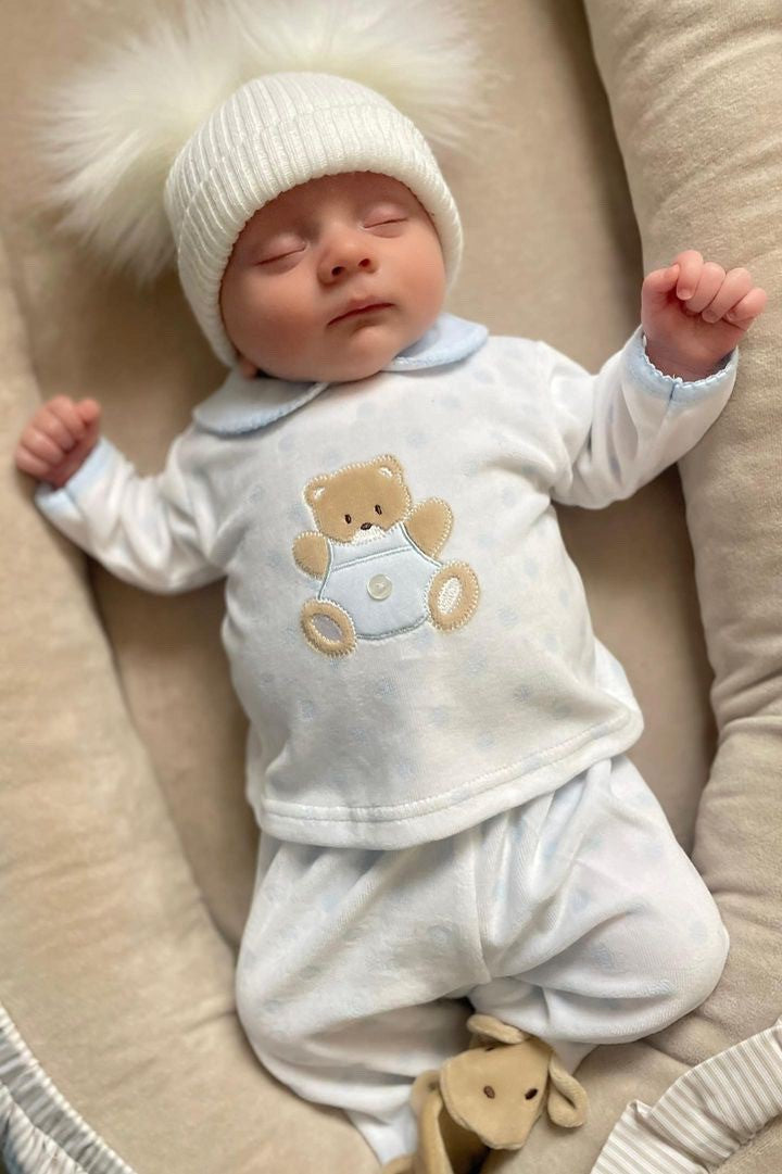 Teddy Spot Pyjamas Blue/White - Daydream Babywear