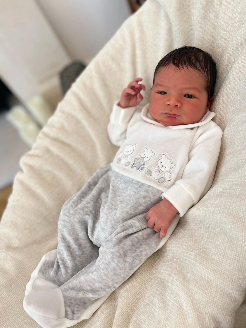 Silver Bears Baby Sleepsuit - Daydream Babywear