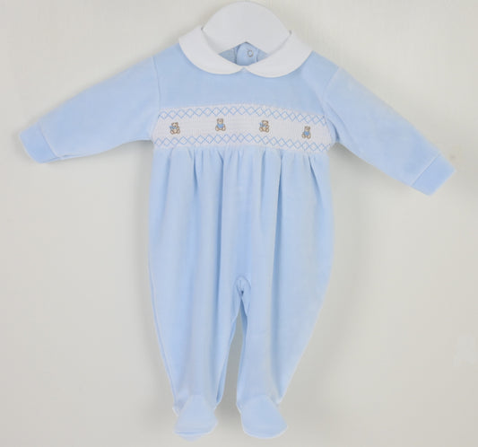 Teddy Smocked Sleepsuit - Daydream Babywear