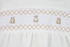 Teddy Smocked Romper Ivory