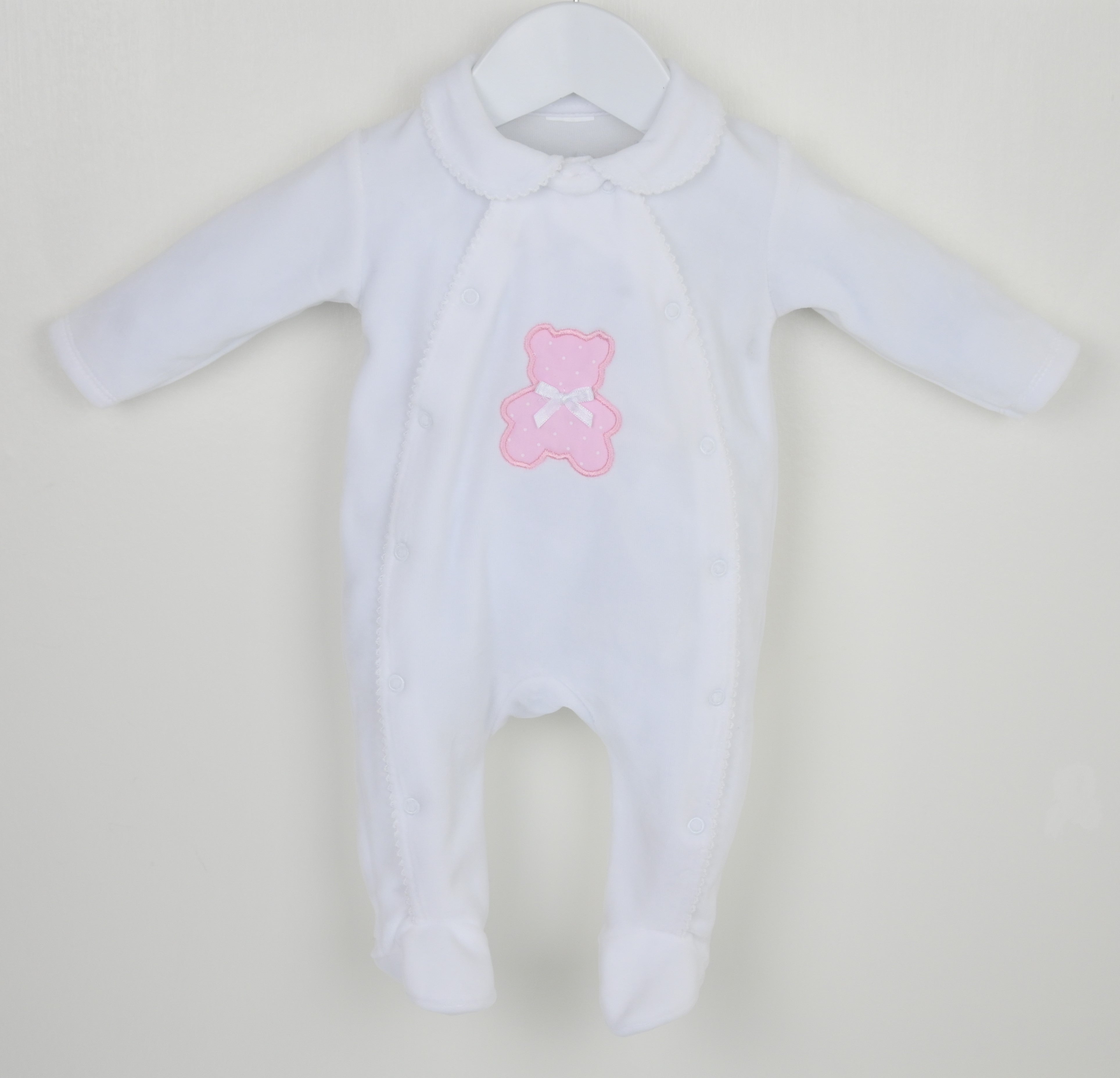 Polka Teddy Baby Sleepsuit Pink - Daydream Babywear