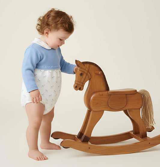 Rocking Horse Romper Dusky Blue