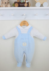 Bear Dungaree Sleepsuit Blue