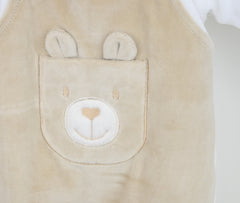 Bear Dungaree Sleepsuit Natural