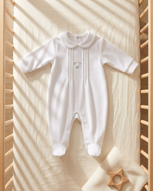 Bear Baby Sleepsuit White