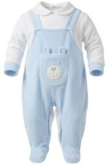 Bear Dungaree Sleepsuit Blue