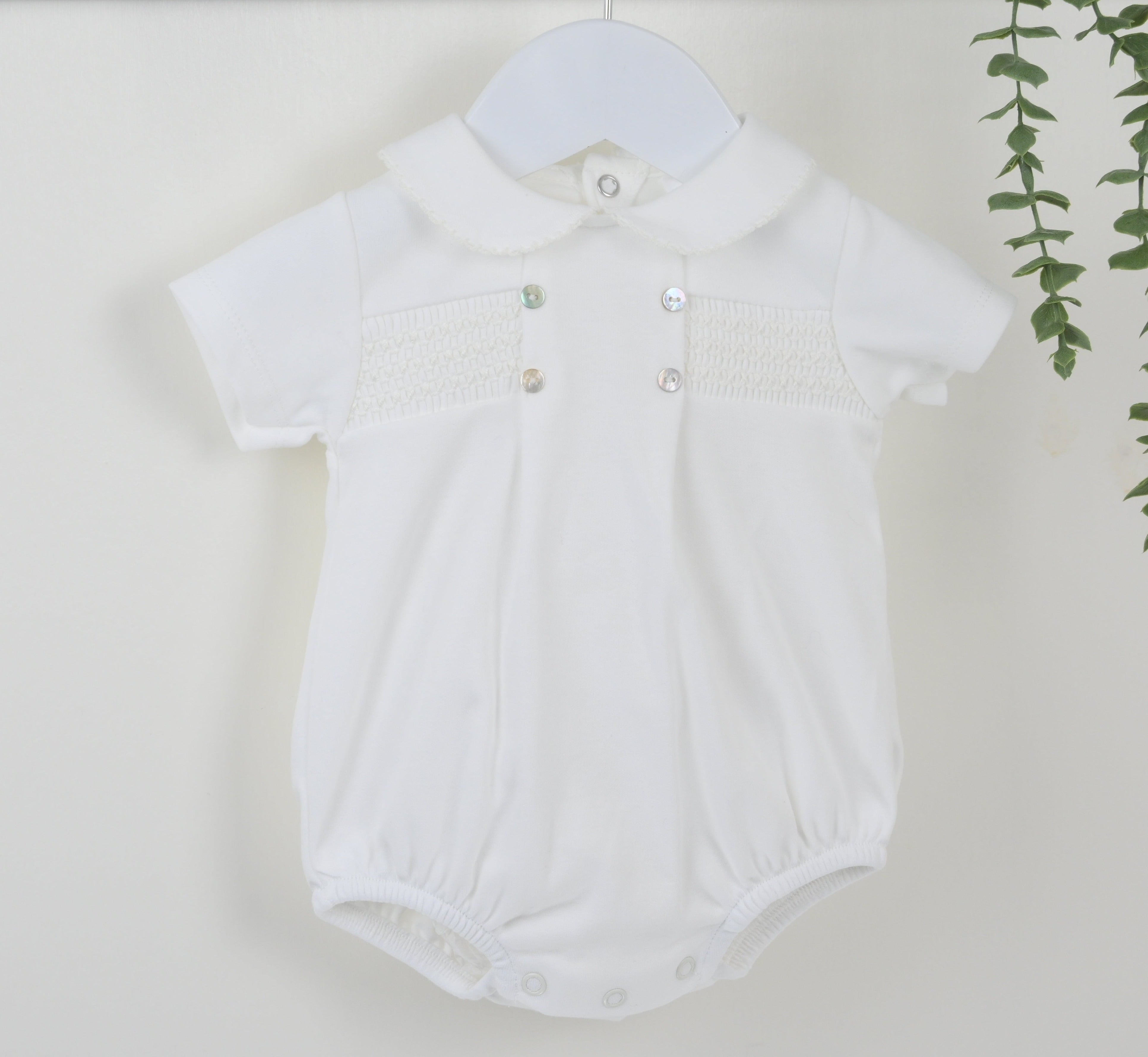 Smocked Cotton Romper Ivory - Daydream Babywear