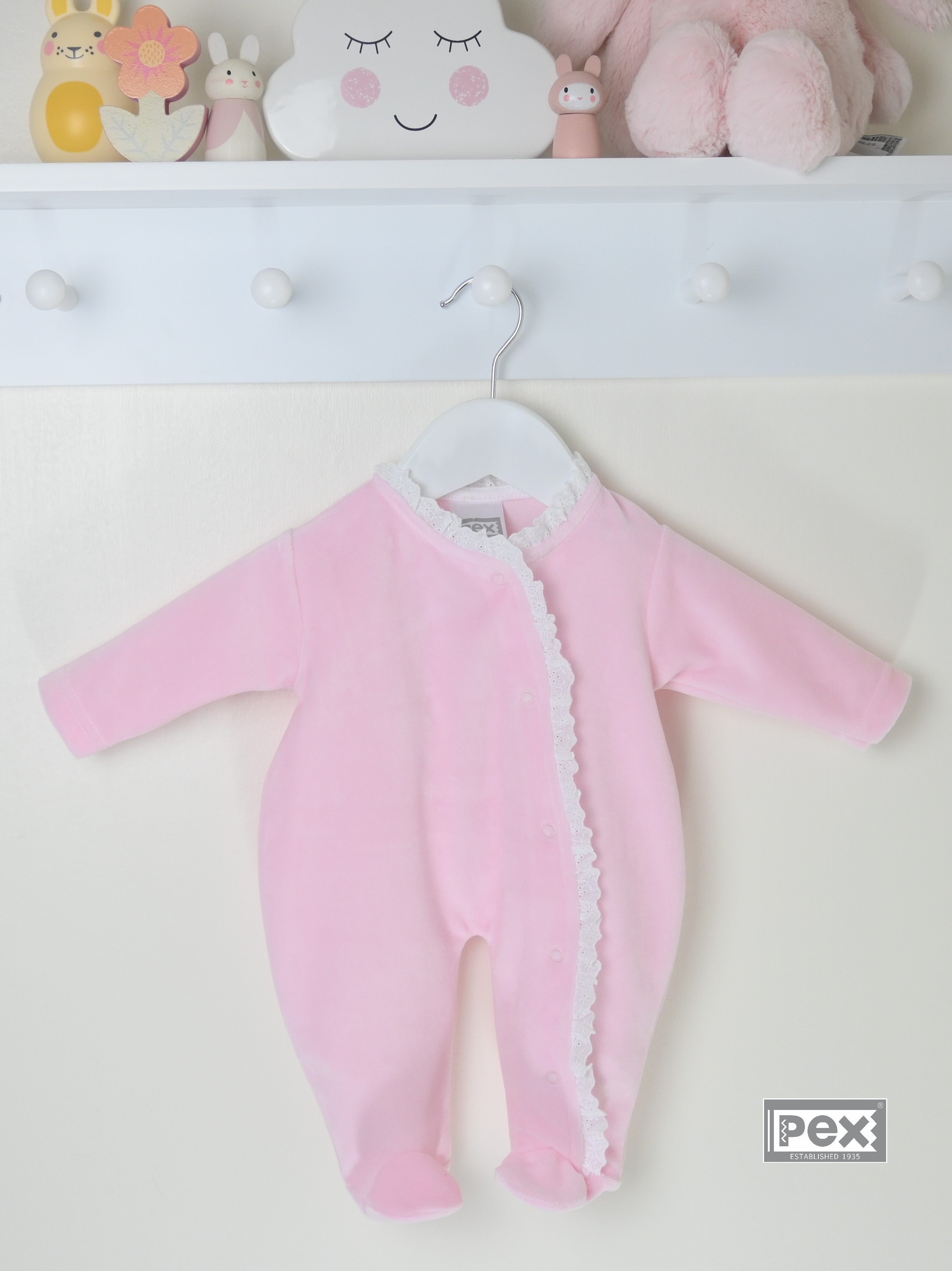 Lace Edged Sleepsuit Pink - Daydream Babywear