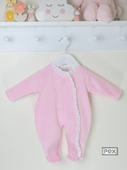Lace Edged Sleepsuit Pink - Daydream Babywear
