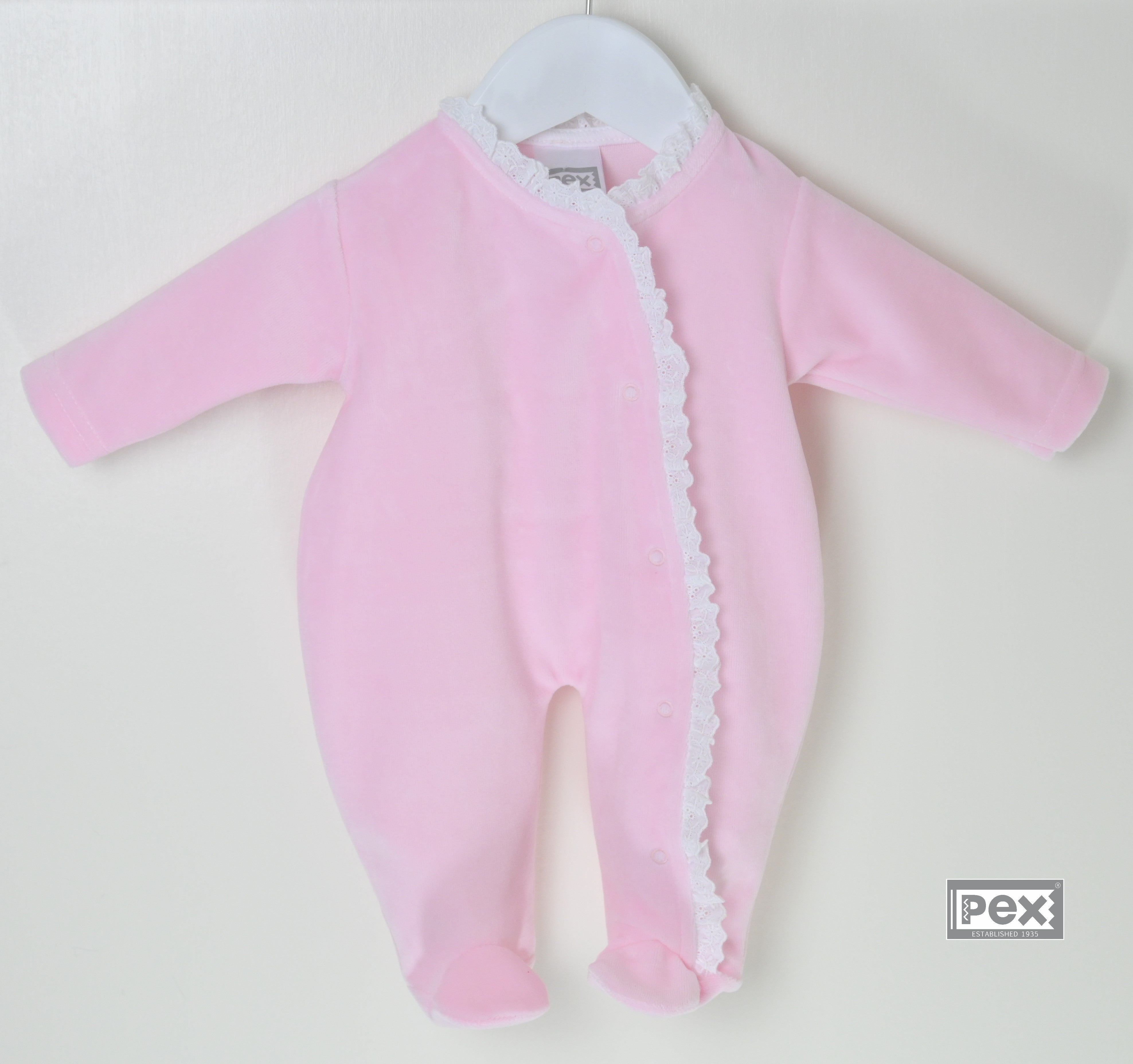 Lace Edged Sleepsuit Pink - Daydream Babywear
